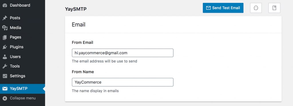 WP Mail SMTP - YaySMTP Email Settings