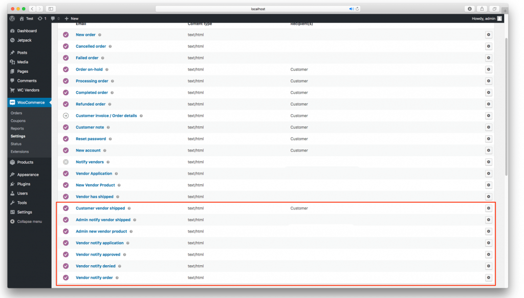 WC Vendors WooCommerce email templates