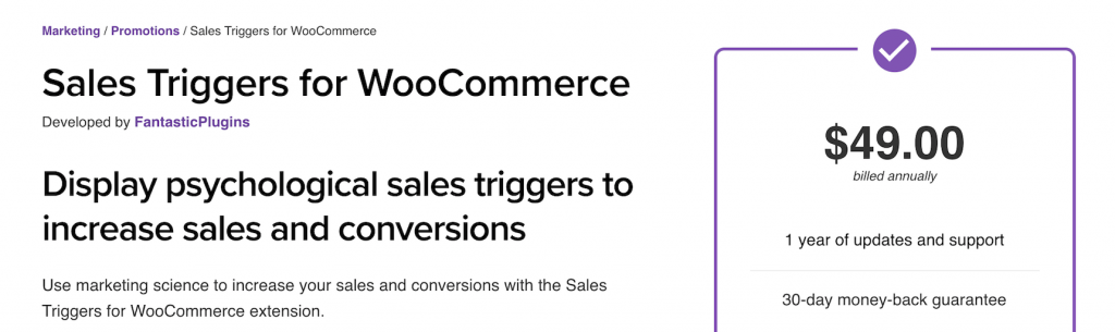 Plugin: sales trigger for woocommerce