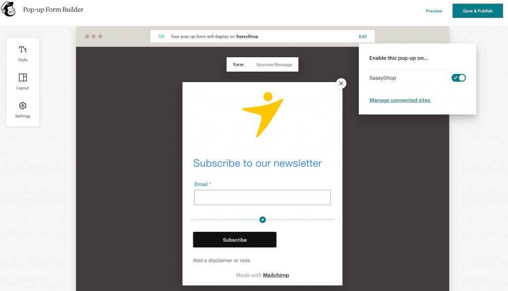 Pop-up form builder by Mailchimp