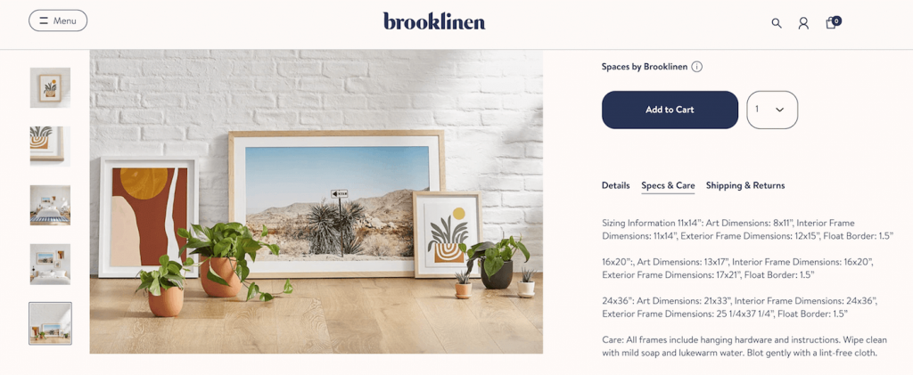 Brooklinen product description page