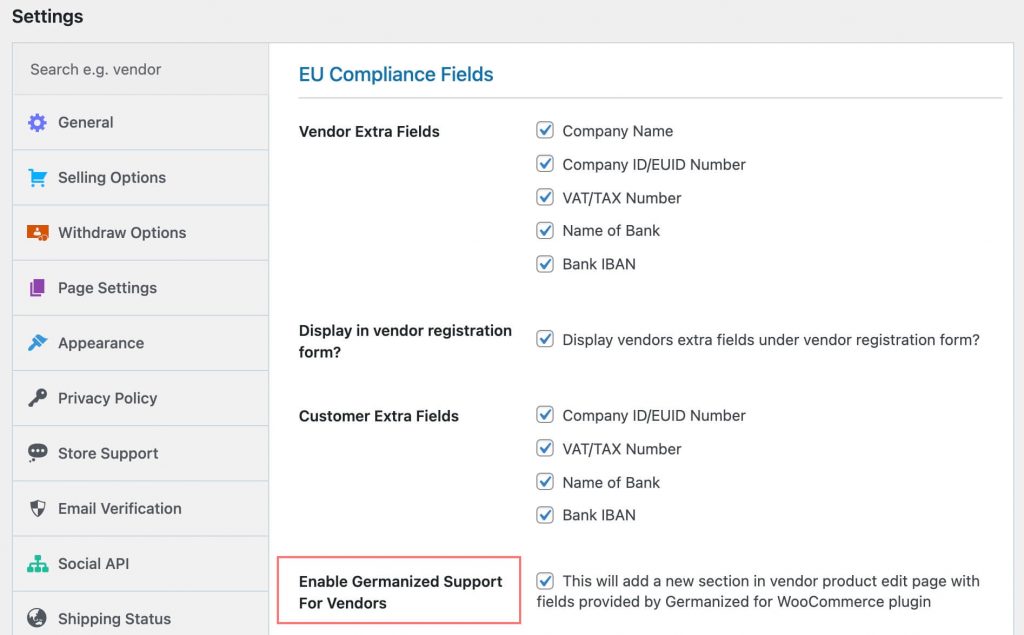 Enable Germanized Support For Vendors in Dokan