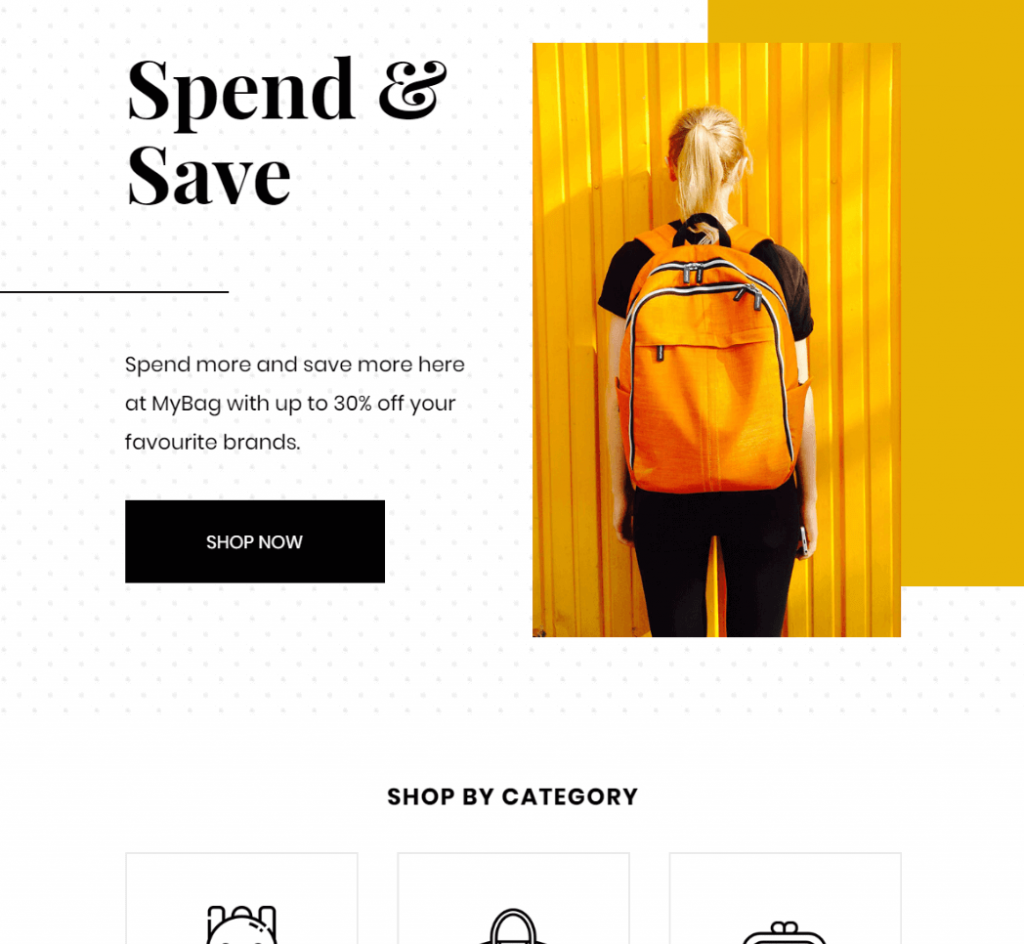 shop by categories in email woocommerce