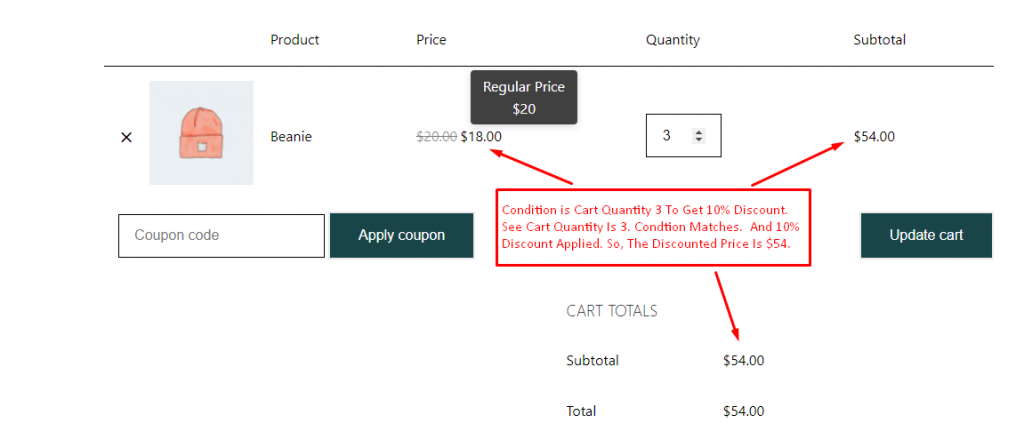 Bulk Pricing Conditional Discount Result Based on Cart Quantity