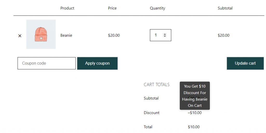 Cart Discounts Result Based On Cart Item