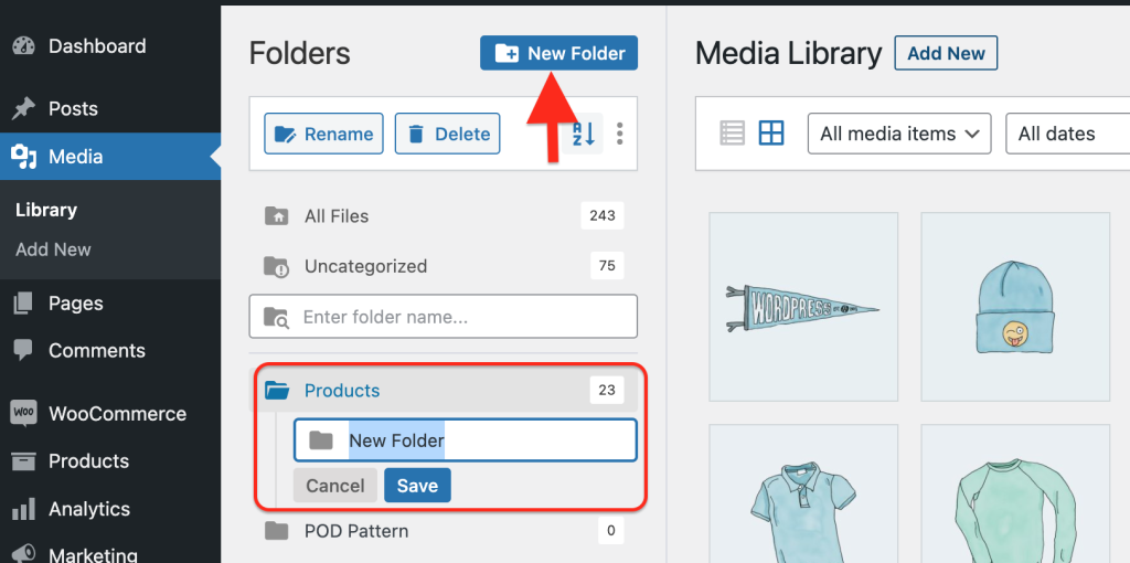 create-new-sub-folder-in-library-wordpress