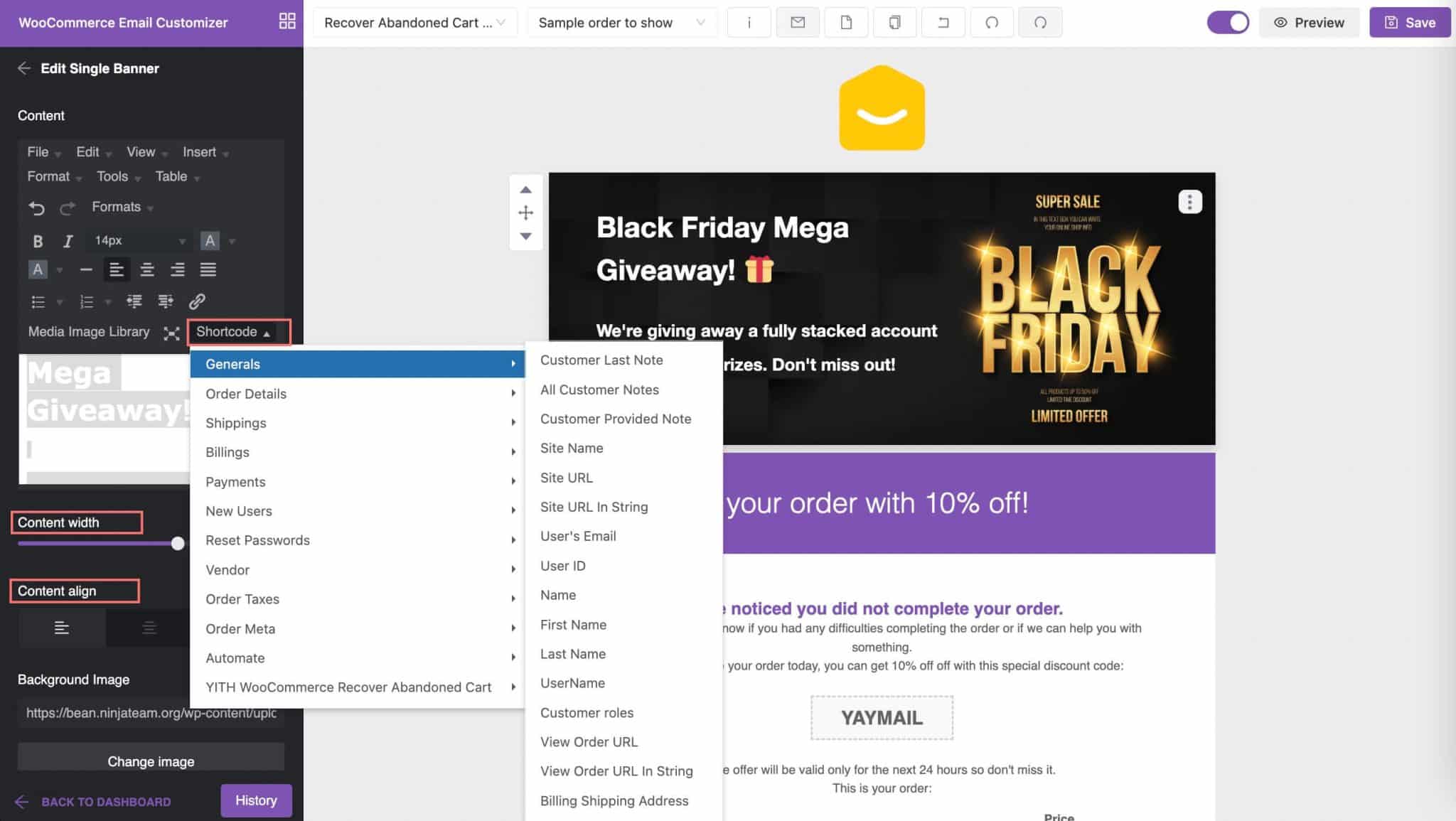 Black Friday additional tweaks in email templates