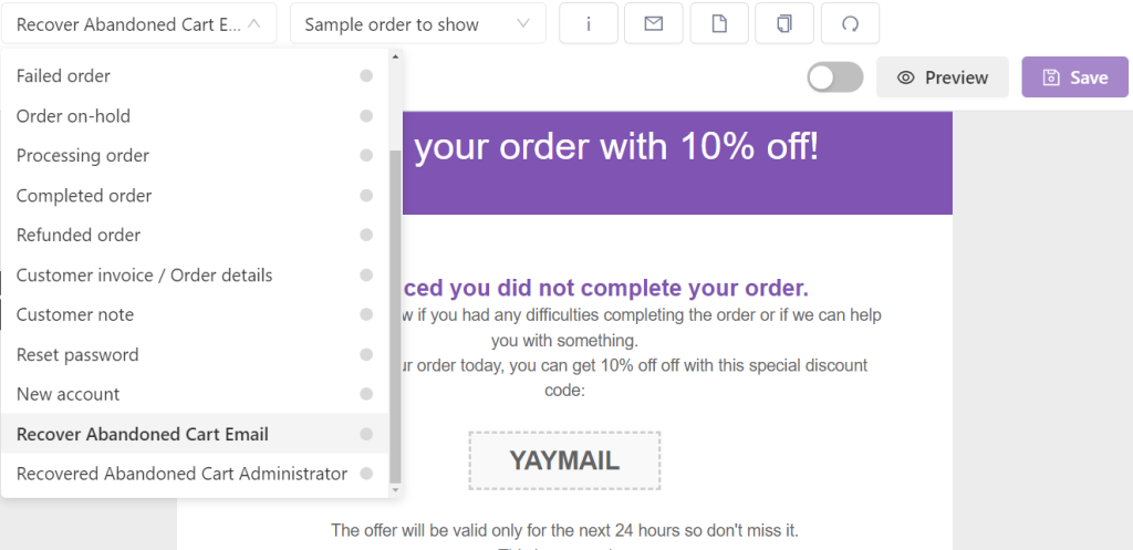 visualize-email-template-in-yaymail-with-content-automatically-filled-by-yith-recover-abandoned-cart