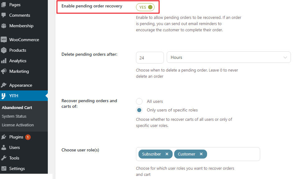 enable-pending-order-recovery-in-yith-recover-abandoned-cart