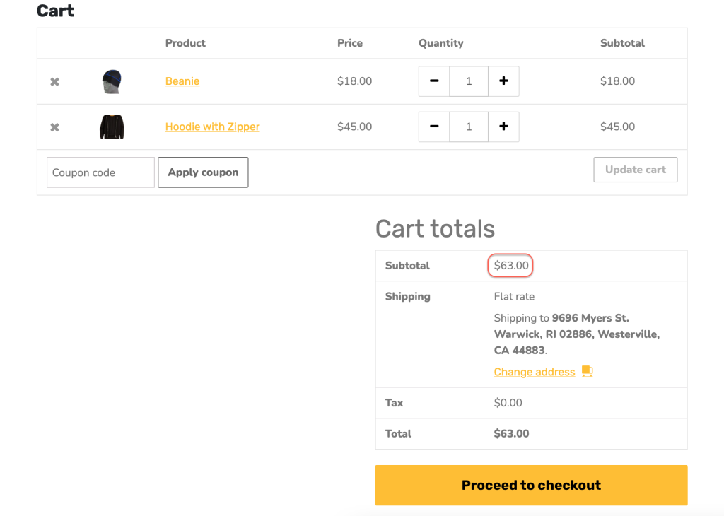 test WooCommerce percentage discount