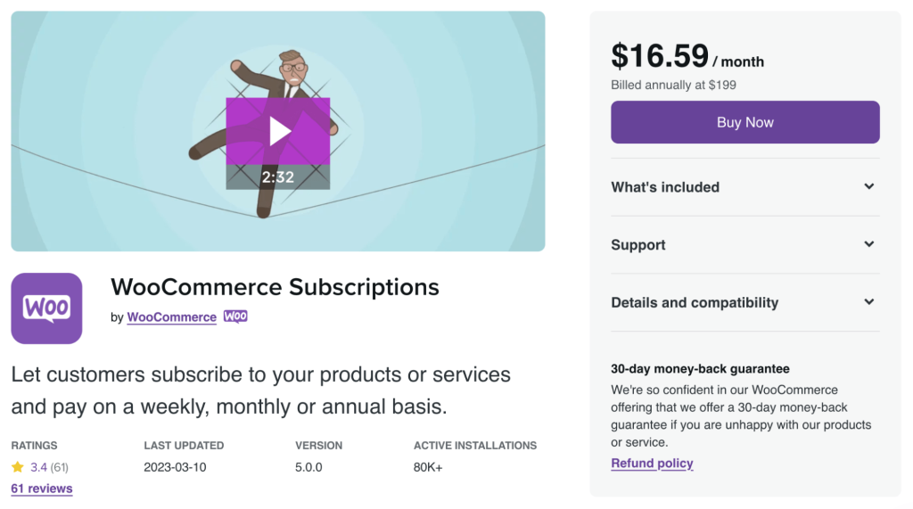 WooCommerce subscriptions plugin