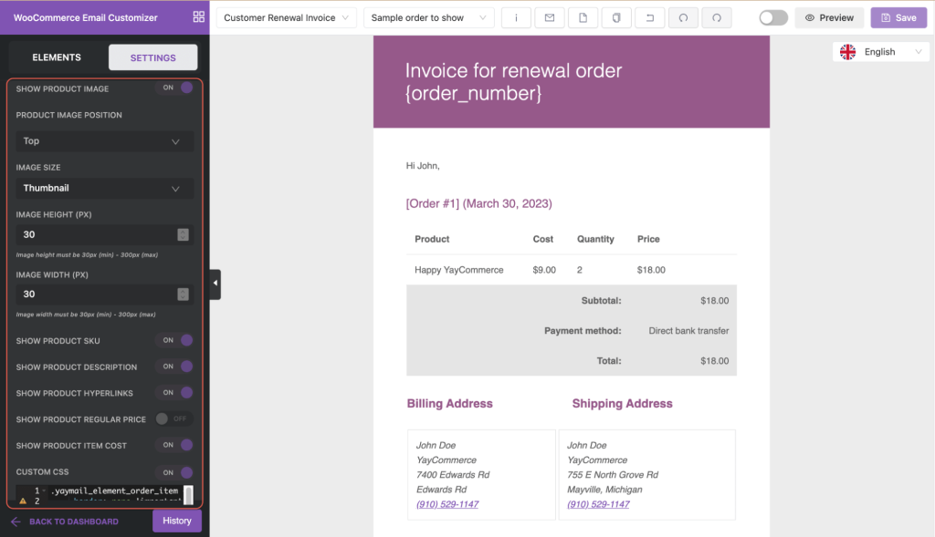 set general setting for WooCommerce emails