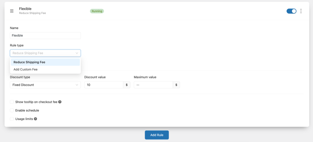 choose rule type for flexible woocommerce shipping