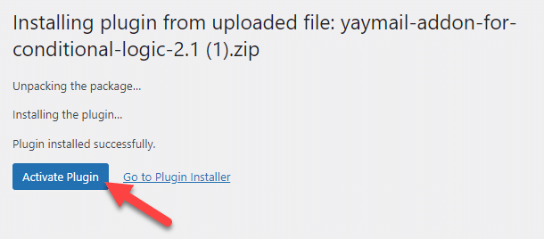 activate yaymail conditional logic addon