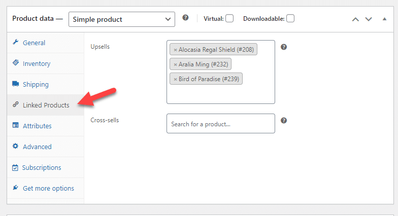 linked products - WooCommerce upselling