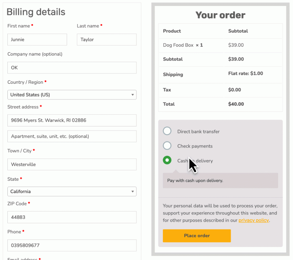 reload cart ajax payment method