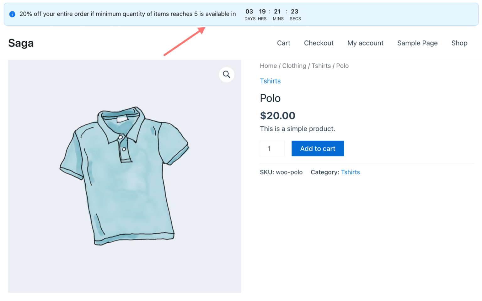 timer notice - WooCommerce upselling