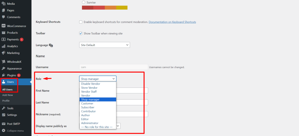 Assign Shop Manager Role to Existing User