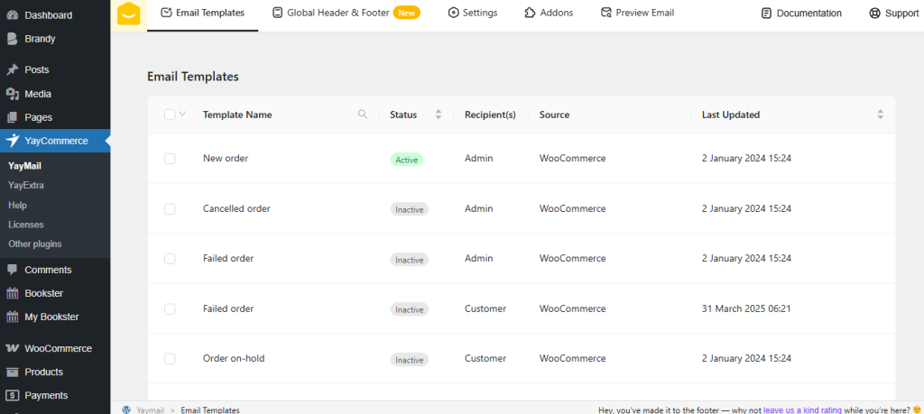 yaymail plugin settings