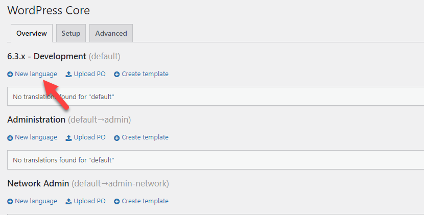 add new WordPress core langauge