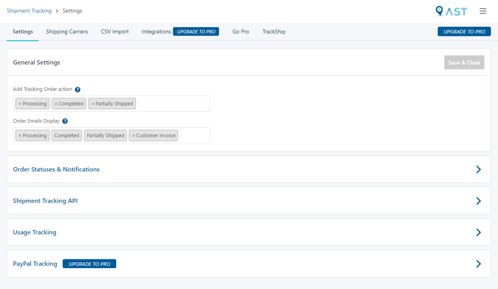 set up order tracking with Advanced shipment tracking