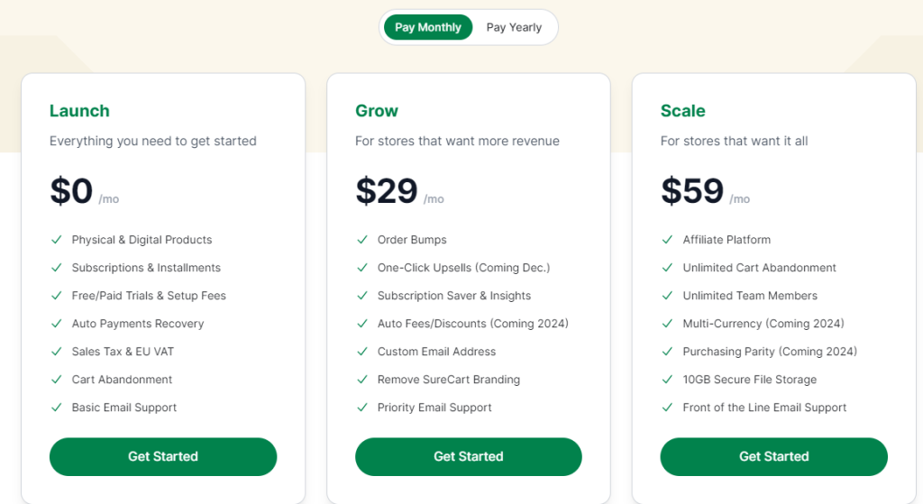 SureCart monthly pricing - SureCart review