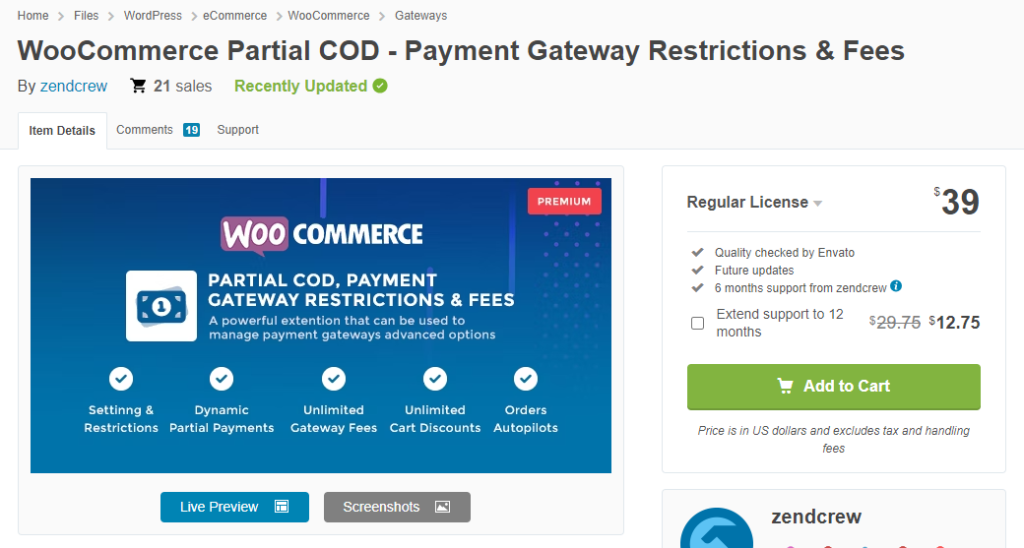 WooCommerce partial cod