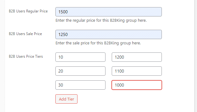 b2b group pricing - display wholesale price vs retail price