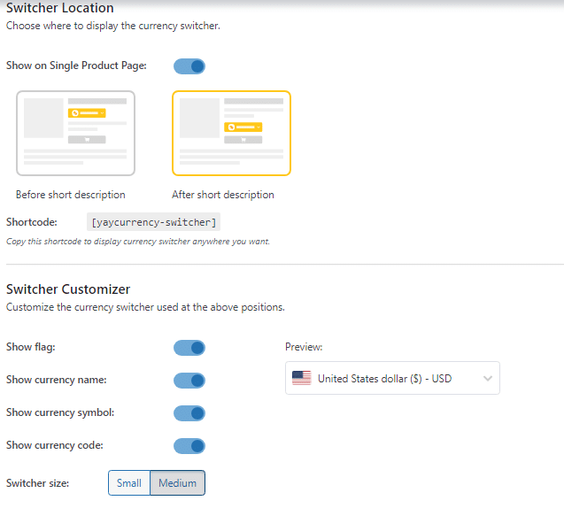 display options - woocommerce prices based on currency