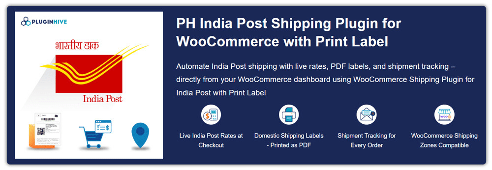 PH India Post Shipping Plugin for WooCommerce with Print Label