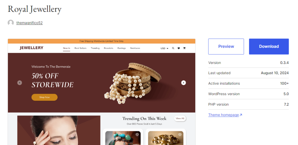 Royal Jewellery - Jewellery WordPress Themes