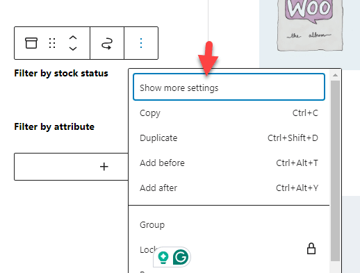 settings - customizing WooCommerce sidebar filters