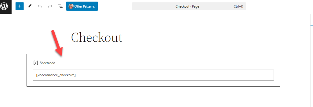 checkout page shortcode