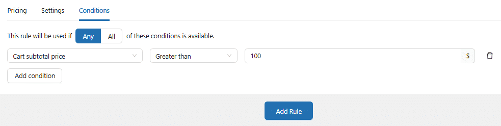 cart total $100