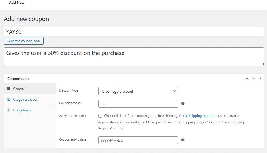 coupon created -  - discounts woocommerce