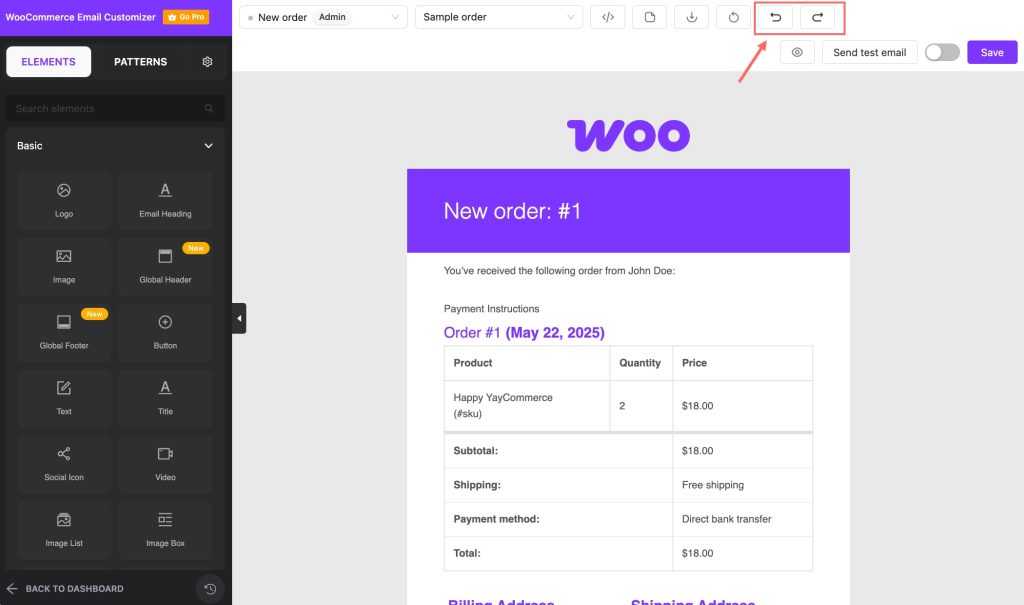 Redo/Undo feature for Free version