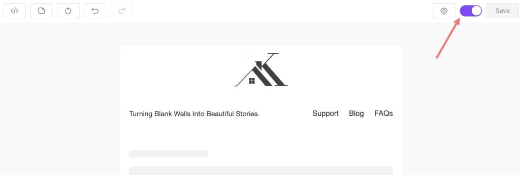 Switch the toggle button to enable global header:footer