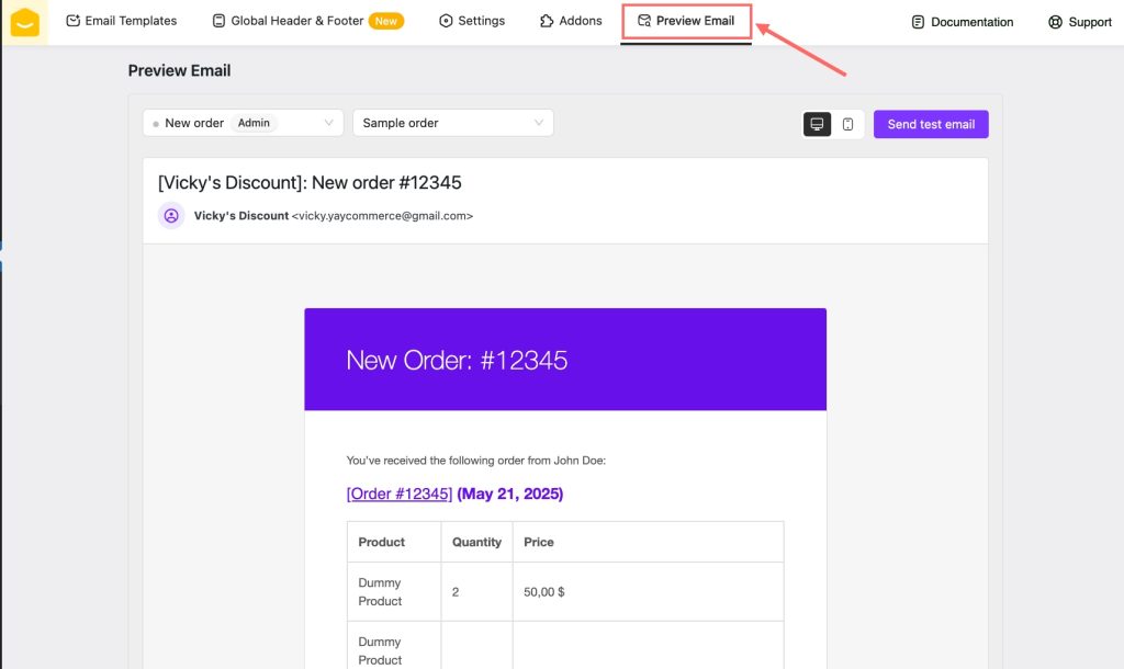 YayMail 4.0 preview email