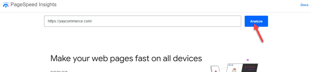 PageSpeed Insights test
