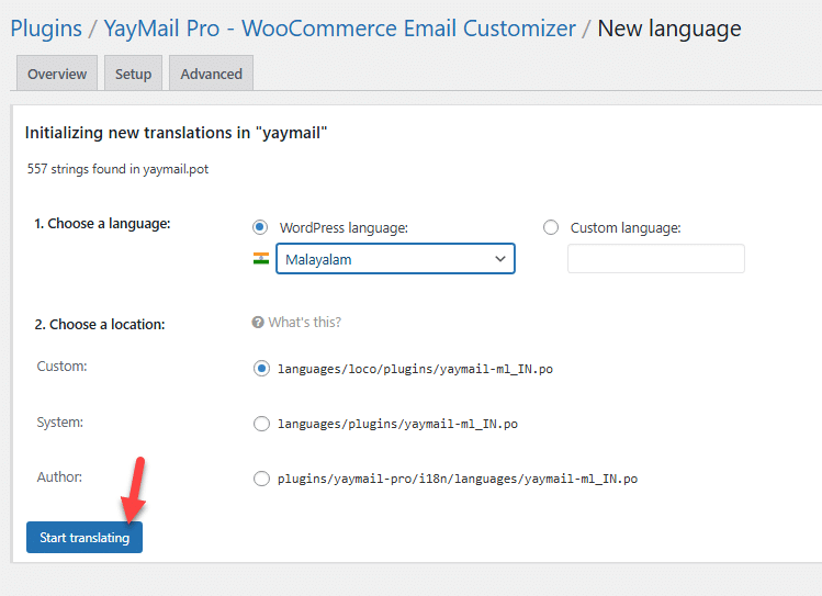 start translating