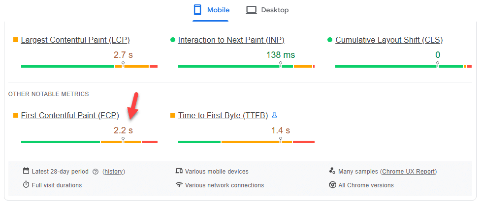 PSI Score - how to improve first contentful paint