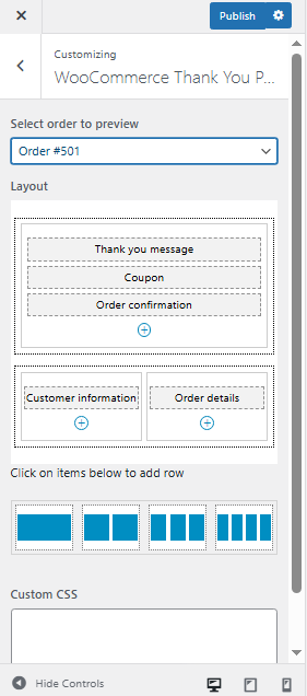 customize options