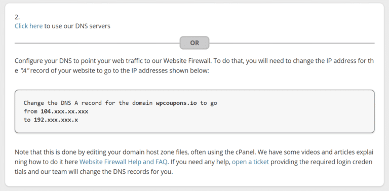 dns record - implement web application firewall