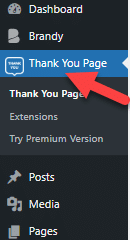 thank you page settings