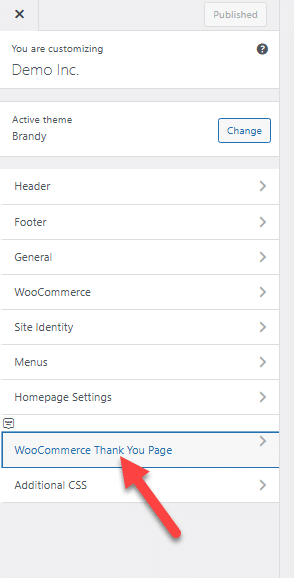 Woo thank you page customizer