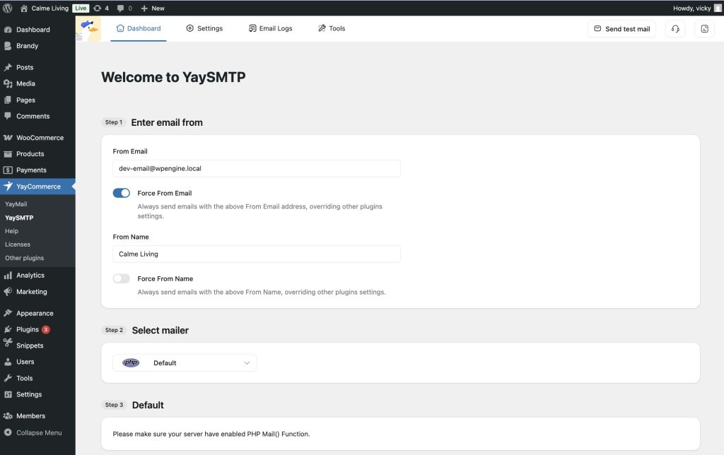 Track the email by YaySMTP