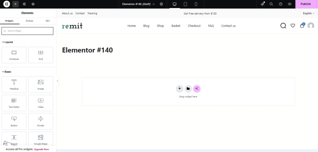 elementor editor