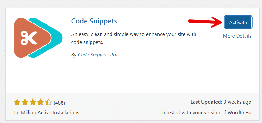 code snippets activate
