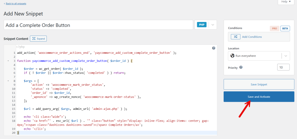 add complete order button code