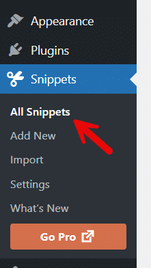 code snippet settings